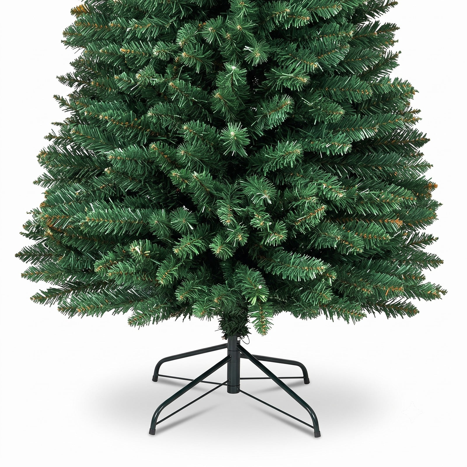 RUIE 7FT Artificial Slim Pencil Christmas Tree, PVC Unlit Narrow Xmas Tree with 700 Branch Tips and Sturdy Iron Stand for Home Holiday Corner Decor, Green