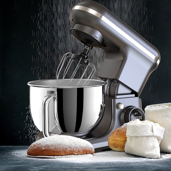RUIE 8-Speed Stand Mixer, 5.3 Qt Tilt-Head with Digital Display, Dough Hook, Beater & Whisk