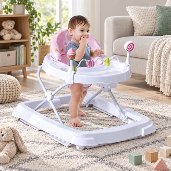 Walkier Baby RUIE Baby Walker, Foldable Baby Activity Walker with 3 Adjustable ...
