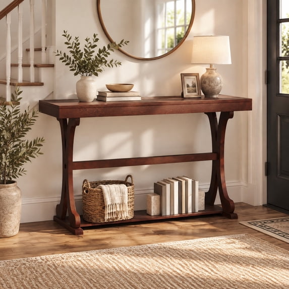 RUIE Console Table, 52 in Narrow Entryway Table with Open Storage Shelf ...