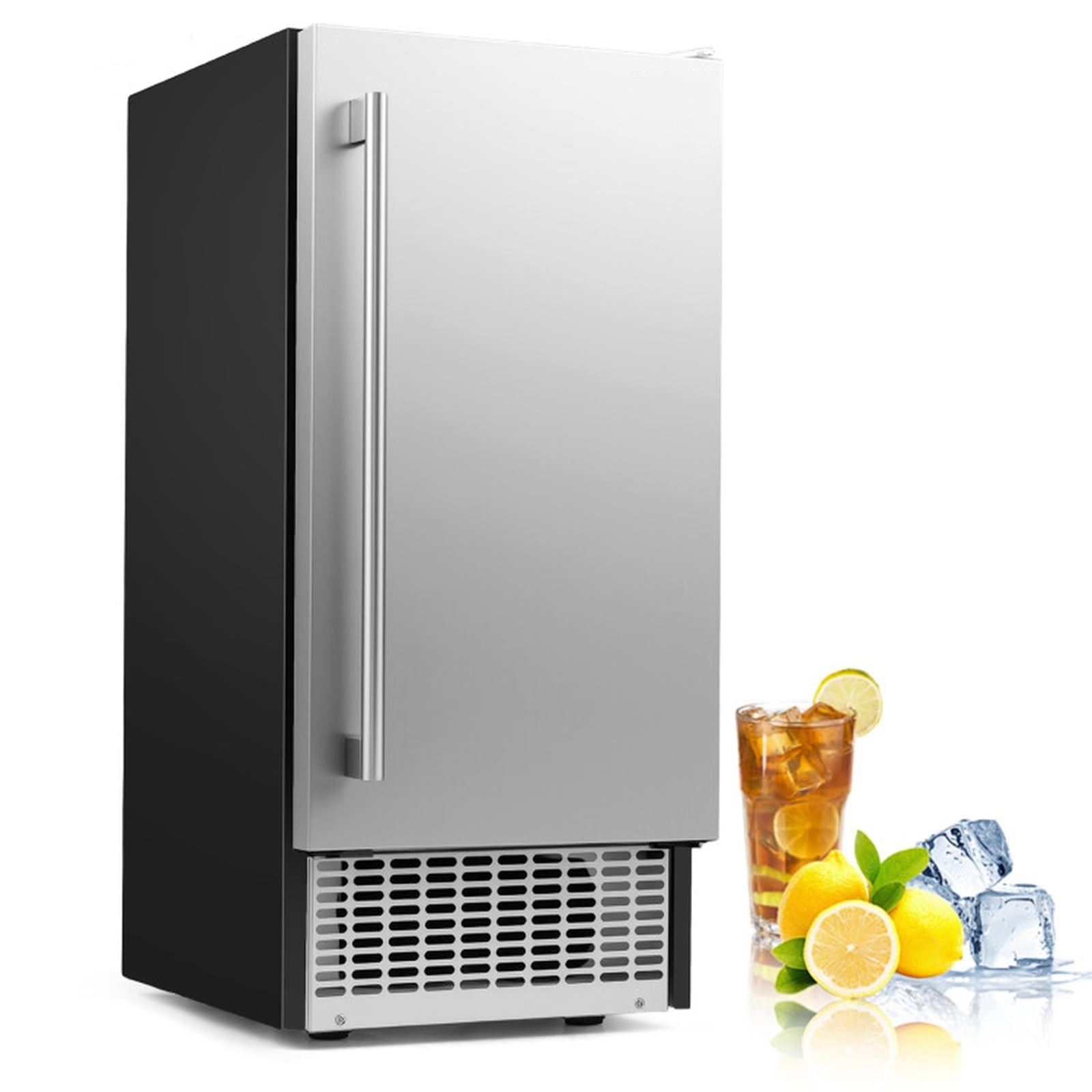 RUIE Under Counter Ice Maker Machine 90 lbs/Day, Built-In Freestanding Commercial Ice Machine with 25 lbs Storage, Stainless Steel for Home Kitchen Bar