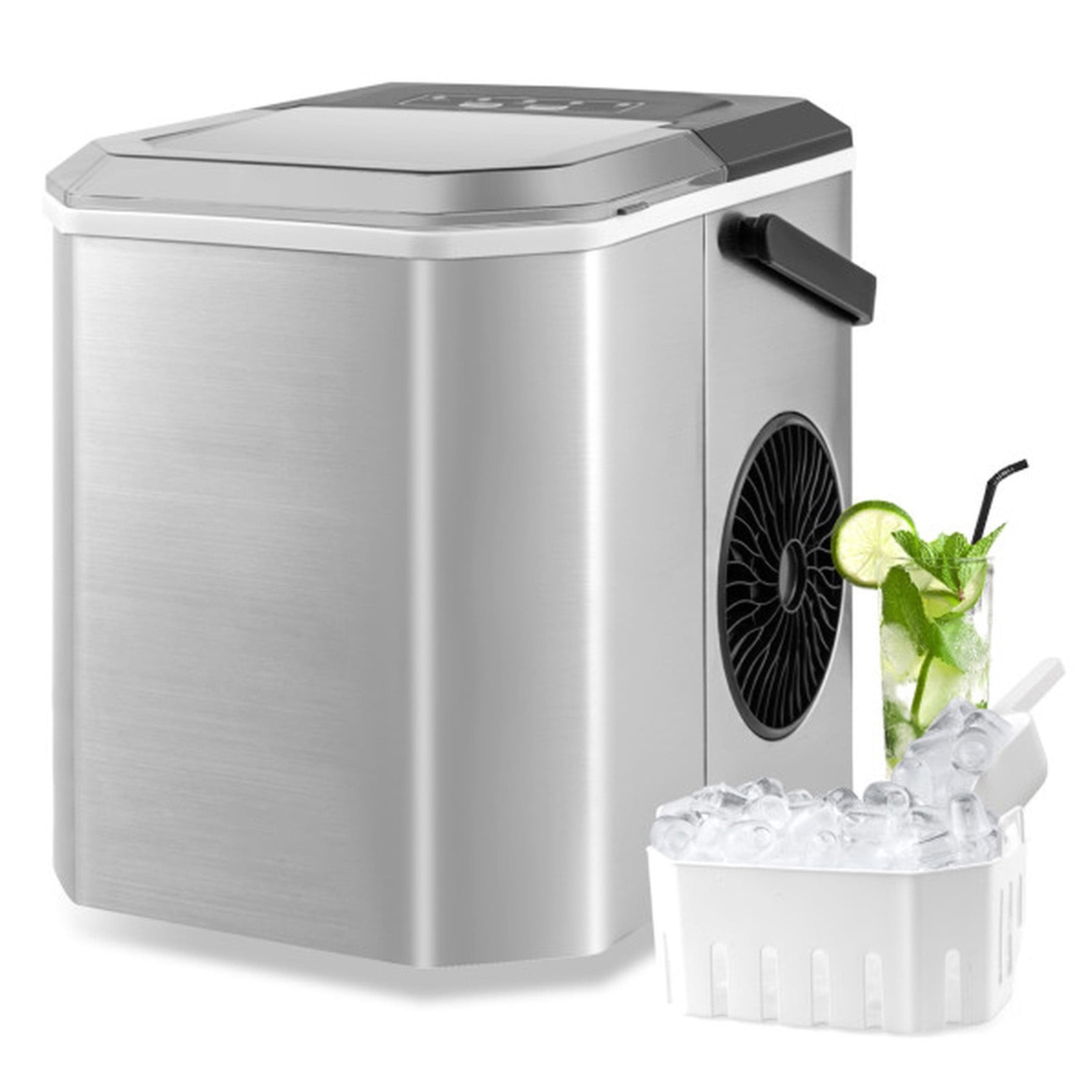 RUIE Countertop Ice Maker,Portable Ice Machine with 26.5 Lbs/Day Production and Self-Cleaning,2 Ice Sizes,One-Button Start,Bullet Ice Maker for Home Kitchen Office Party