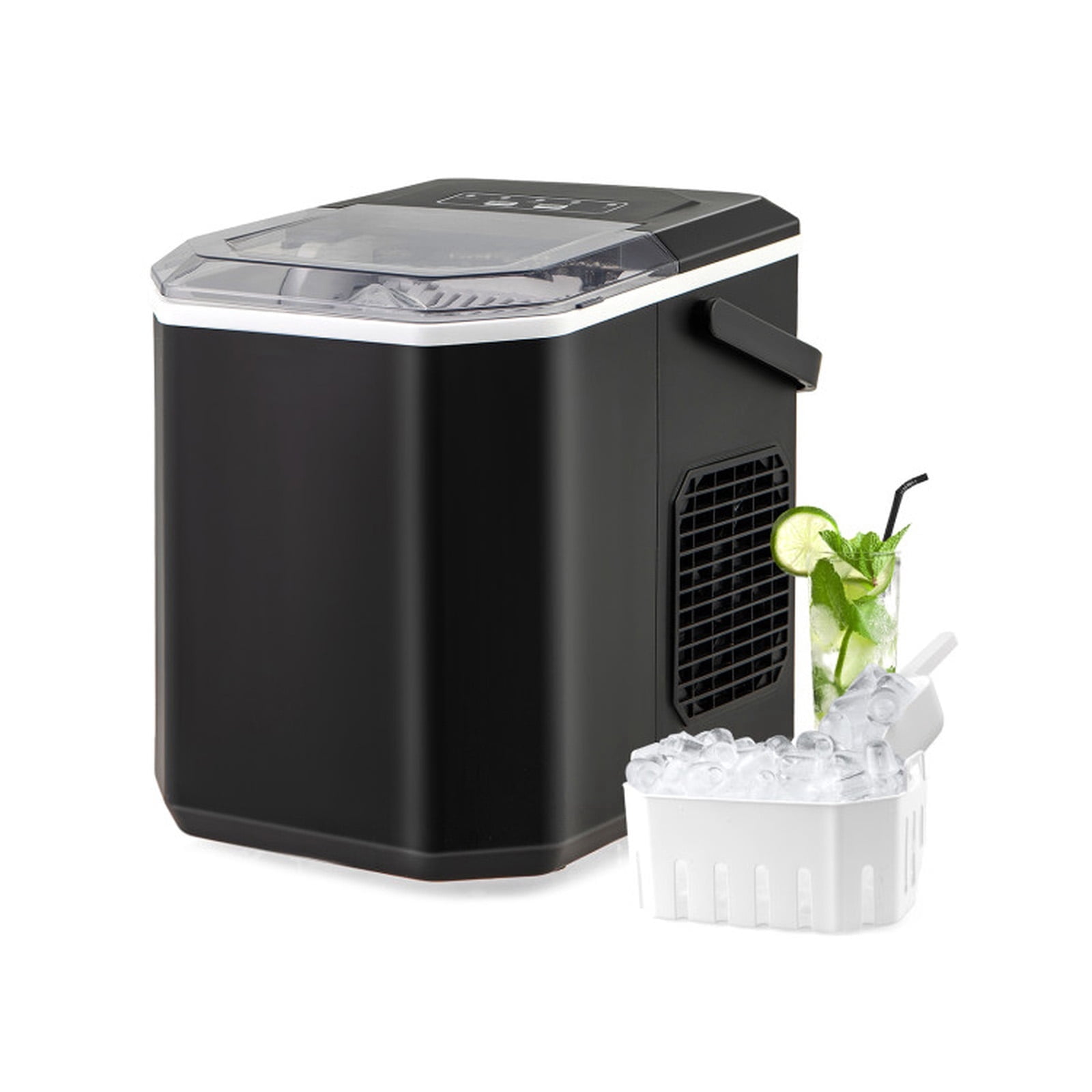 RUIE Countertop Ice Maker,Portable Ice Machine with 26.5 Lbs/Day Production and Self-Cleaning,2 Ice Sizes,One-Button Start,Bullet Ice Maker for Home Kitchen Office Party