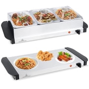 RUIE Electric Buffet Server,200W Food Warmer with 3 Removable Stainless Steel Trays,104-176 F Adjustable Temperature,See-Through Lids,Warming Tray for Party Catering