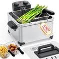 thumbnail image 1 of RUIE Electric Deep Fryer with 3 Fry Basket, 5.3Qt 1800W 304 Stainless Steel Deep Fryer, Adjustable Temperature Control, Viewing Window, Removable Oil Tank for Home Kitchen,Silver, 1 of 9