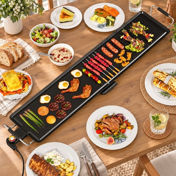 RUIE 39.5 in Extra Large Electric Griddle with 2 Cooking Surface and ...
