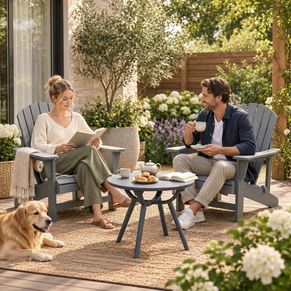 RUIE Gray Round Patio Storage Side Table for Poolside and Balcony, 20" x 17.5" Overall, ABS PP Construction, Max Load 110 lbs