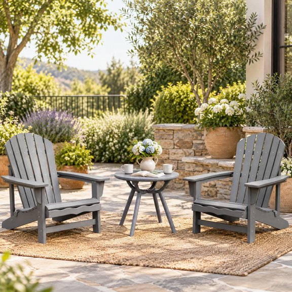 RUIE Gray Round Patio Storage Side Table for Poolside and Balcony, 20" x 17.5" Overall, ABS PP Construction, Max Load 110 lbs