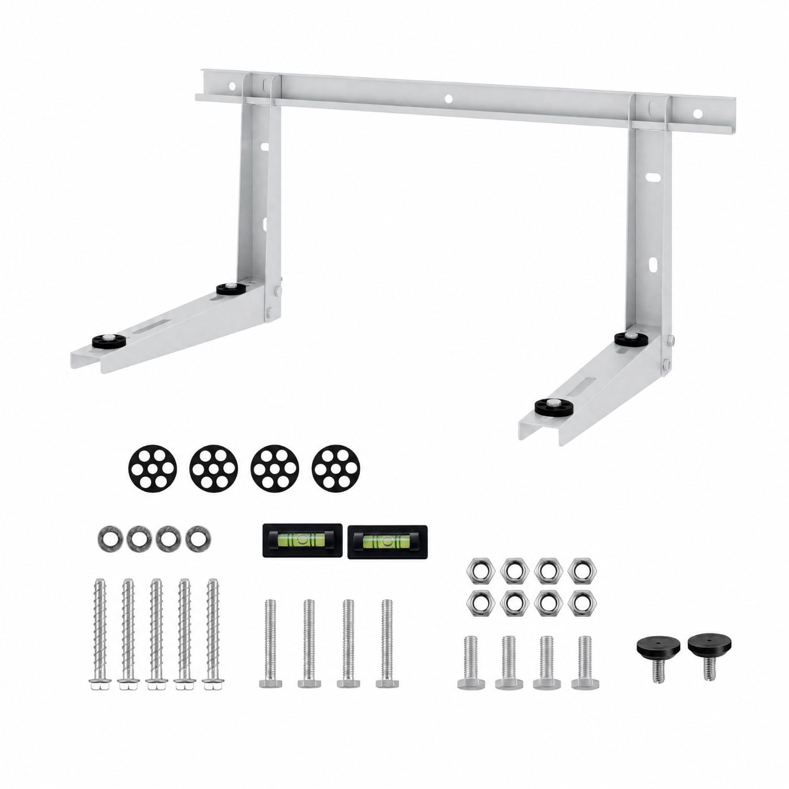 RUIE Mini Split Wall Mounting Bracket for 6000-12000 BTU Ductless AC, Universal Heat Pump Support with Anti-Vibration Dampers & 440 lbs Capacity, Zinc-Coated Steel AC Bracket, Silver