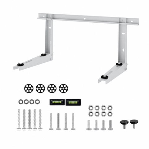 RUIE Mini Split Wall Mounting Bracket for 6000-12000 BTU Ductless AC, Universal Heat Pump Support with Anti-Vibration Dampers & 440 lbs Capacity, Zinc-Coated Steel AC Bracket, Silver