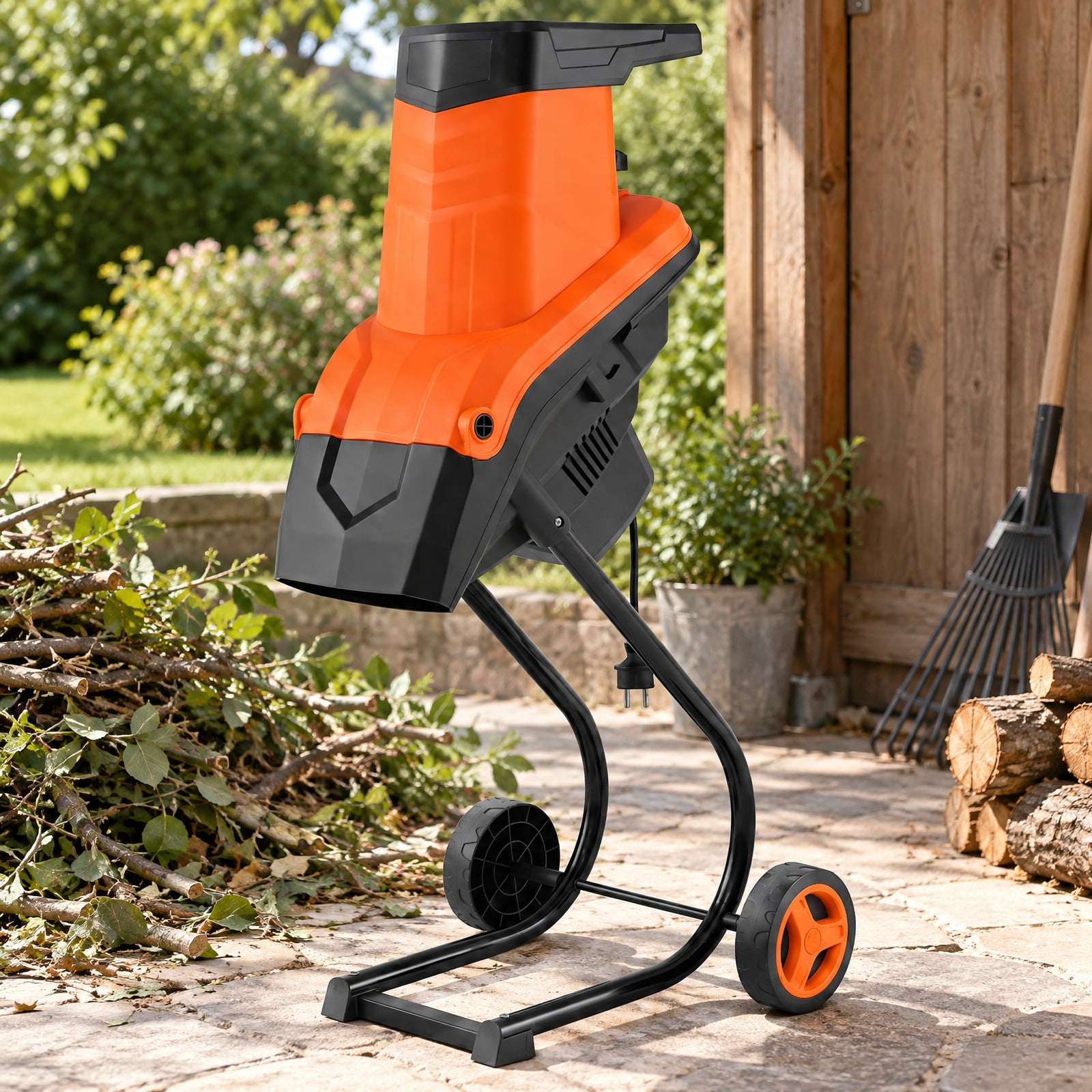 RUIE Orange 15-Amp Electric Wood Chipper Shredder Mulcher with 1.8 Inch ...