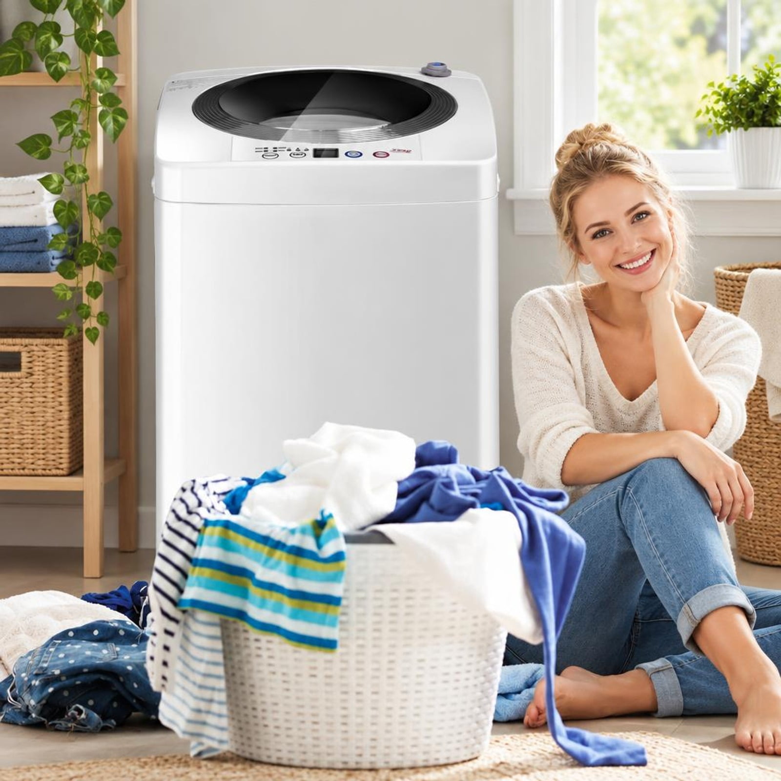 RUIE Portable 7.7 lbs Automatic Laundry Washing Machine with Drain Pump ...