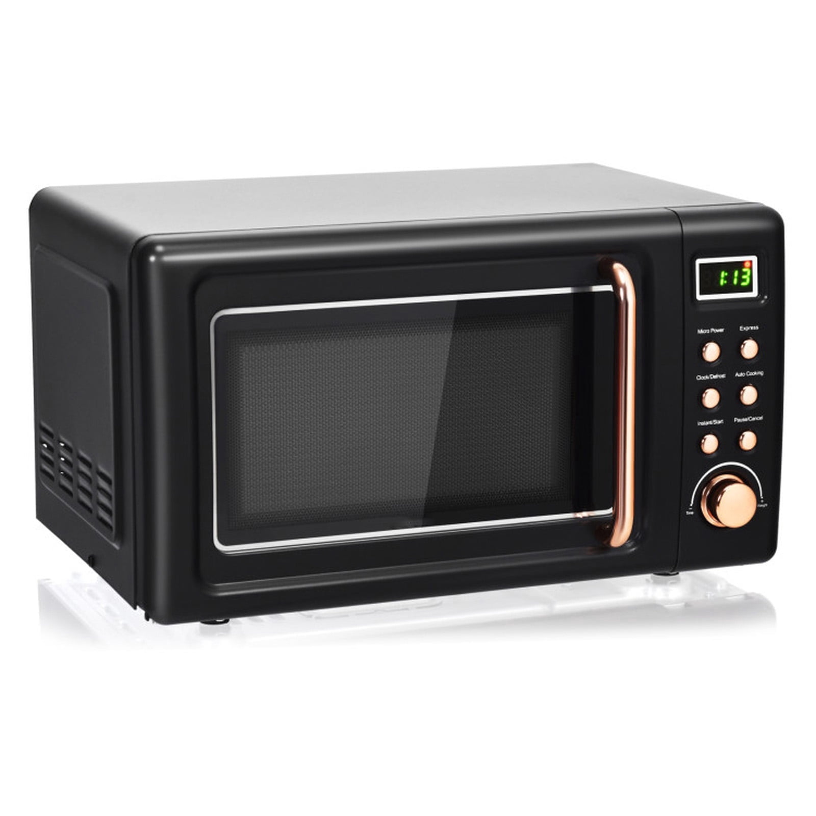 RUIE Retro Microwave Oven,700W 0.7 Cu.ft Countertop Microwave with 5 Power Levels and 8 Auto Cook Menus,LED Display,Child Lock,Compact Microwave for Apartment Dorm Office