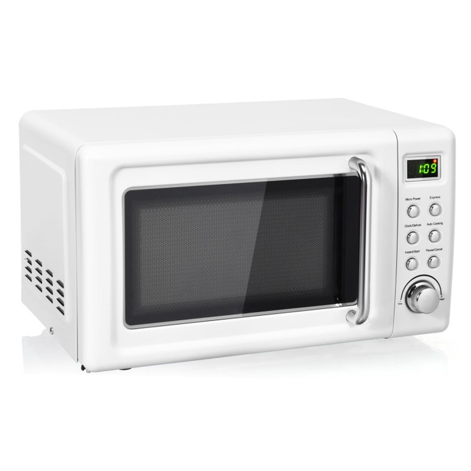 RUIE Retro Microwave Oven,700W 0.7 Cu.ft Countertop Microwave with 5 Power Levels and 8 Auto Cook Menus,LED Display,Child Lock,Compact Microwave for Apartment Dorm Office