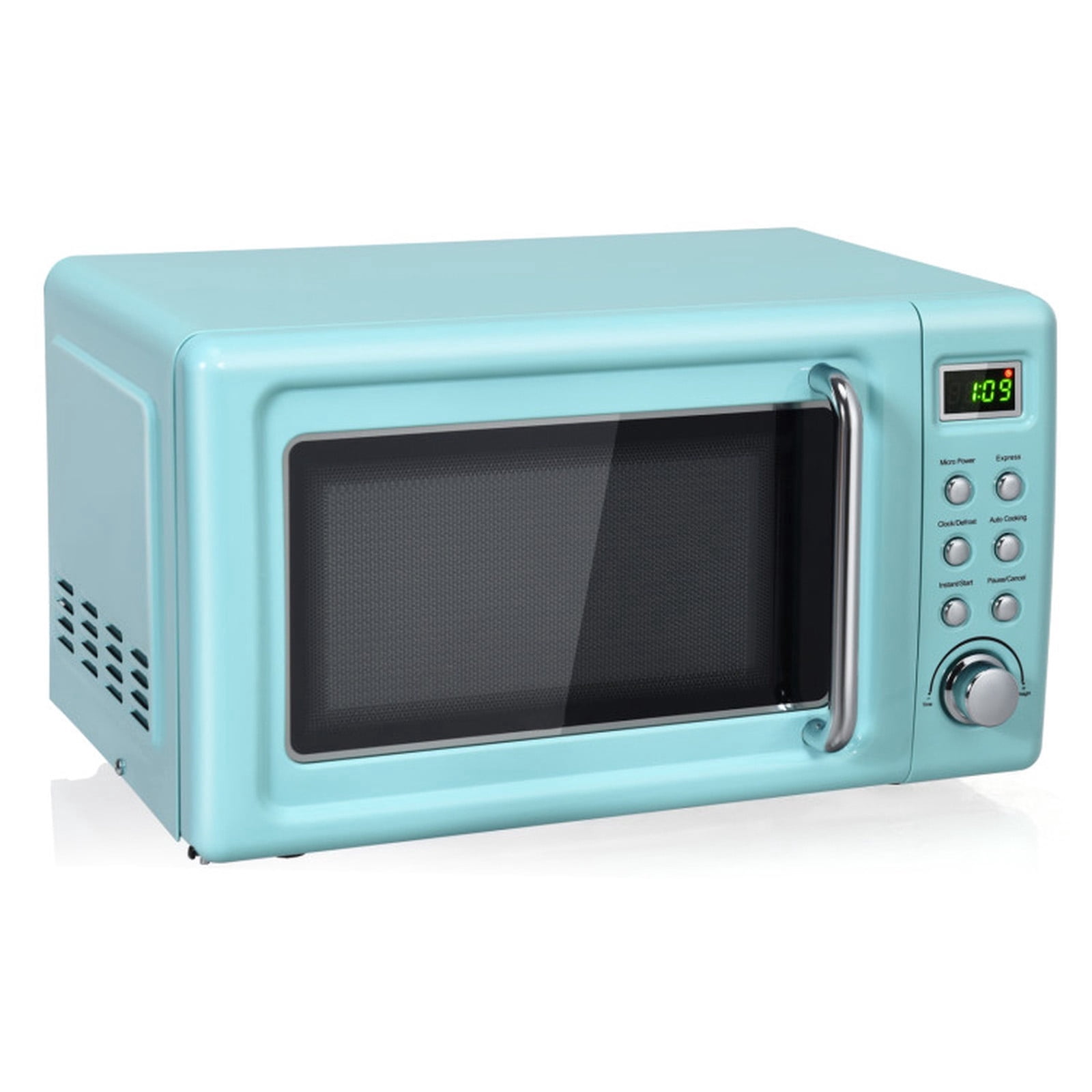 RUIE Retro Microwave Oven,700W 0.7 Cu.ft Countertop Microwave with 5 Power Levels and 8 Auto Cook Menus,LED Display,Child Lock,Compact Microwave for Apartment Dorm Office