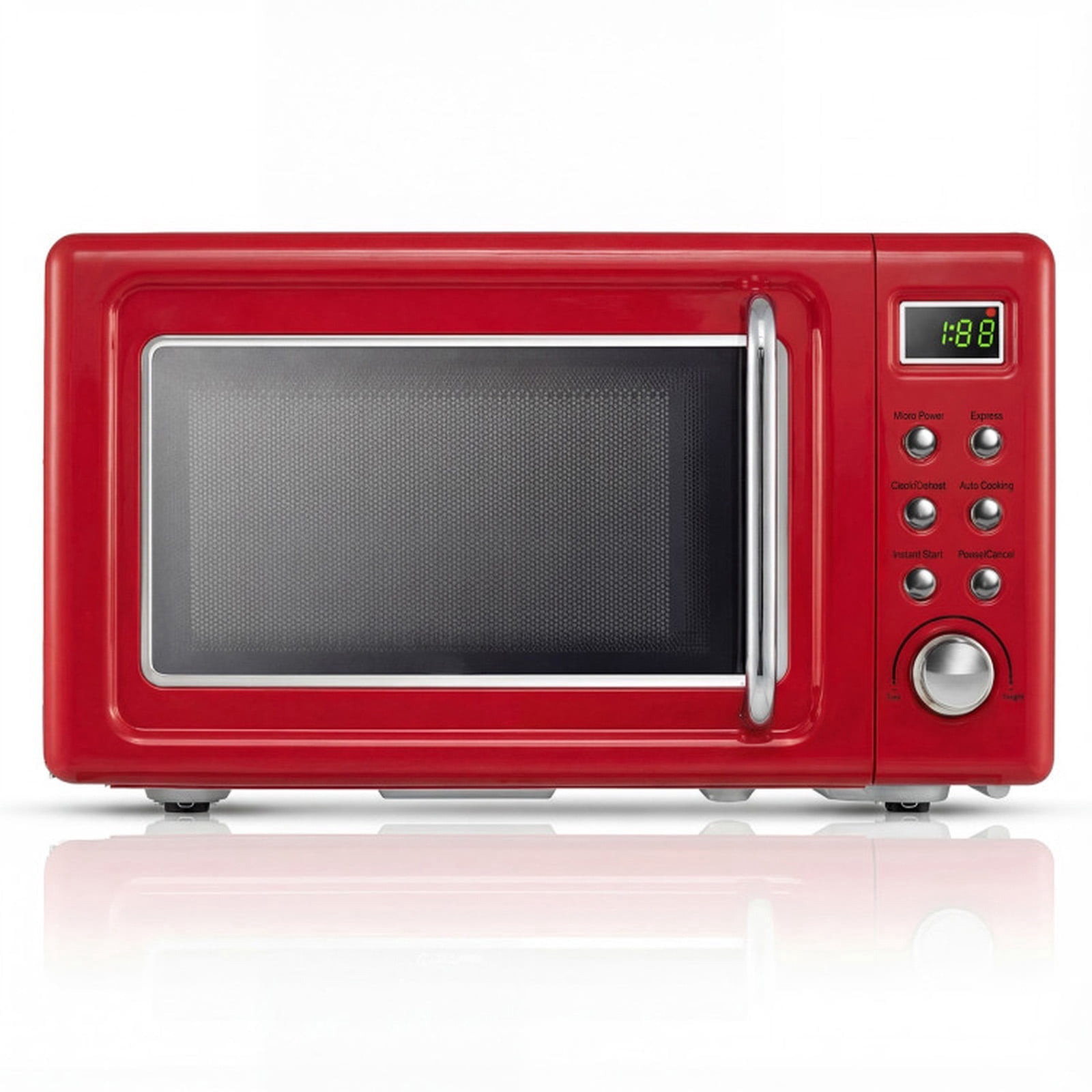 RUIE Retro Microwave Oven,700W 0.7 Cu.ft Countertop Microwave with 5 Power Levels and 8 Auto Cook Menus,LED Display,Child Lock,Compact Microwave for Apartment Dorm Office