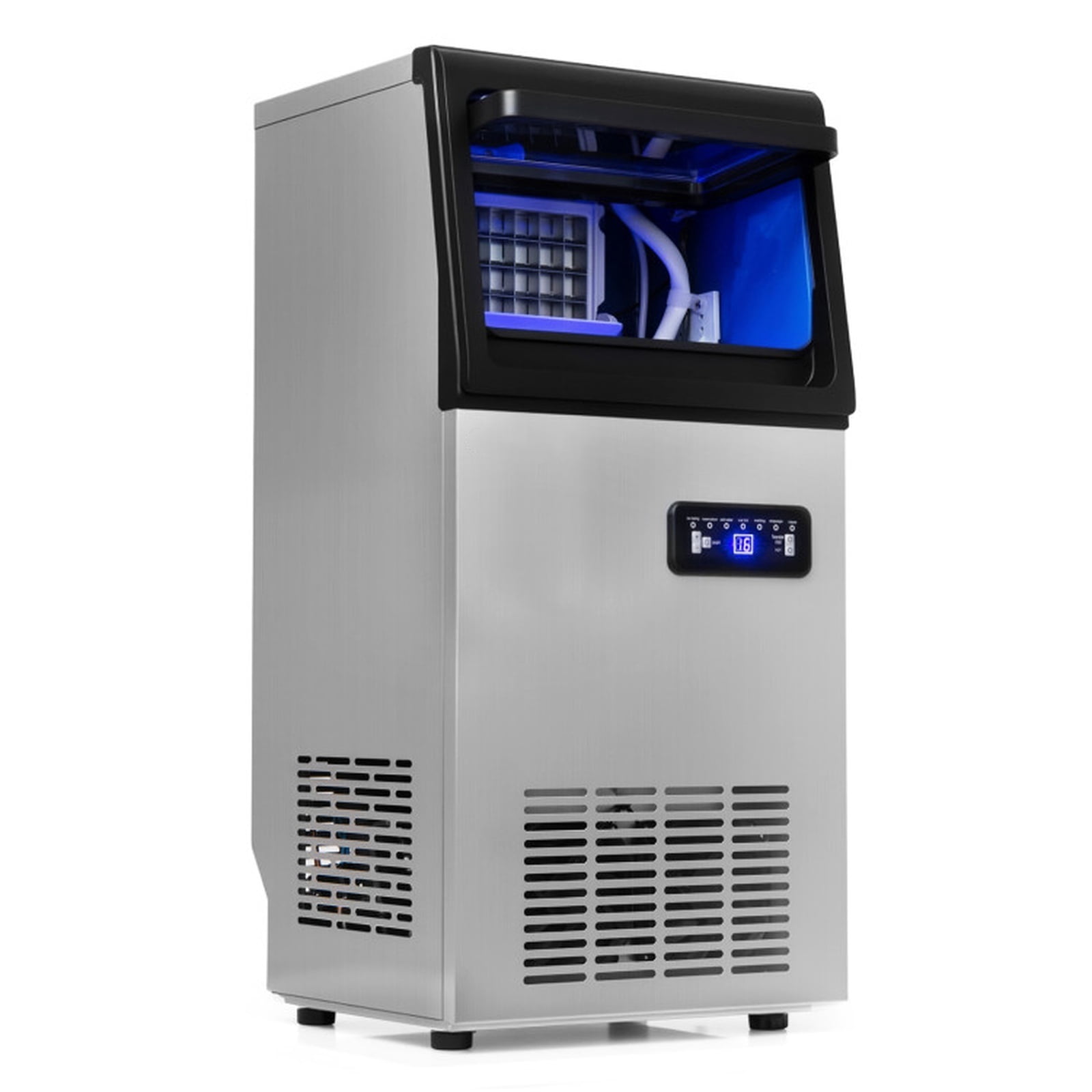 RUIE Stainless Steel Commercial Ice Maker 110 lbs/24H, Countertop Freestanding Ice Machine with 25 lbs Storage Bin for Home Bar Office Restaurant