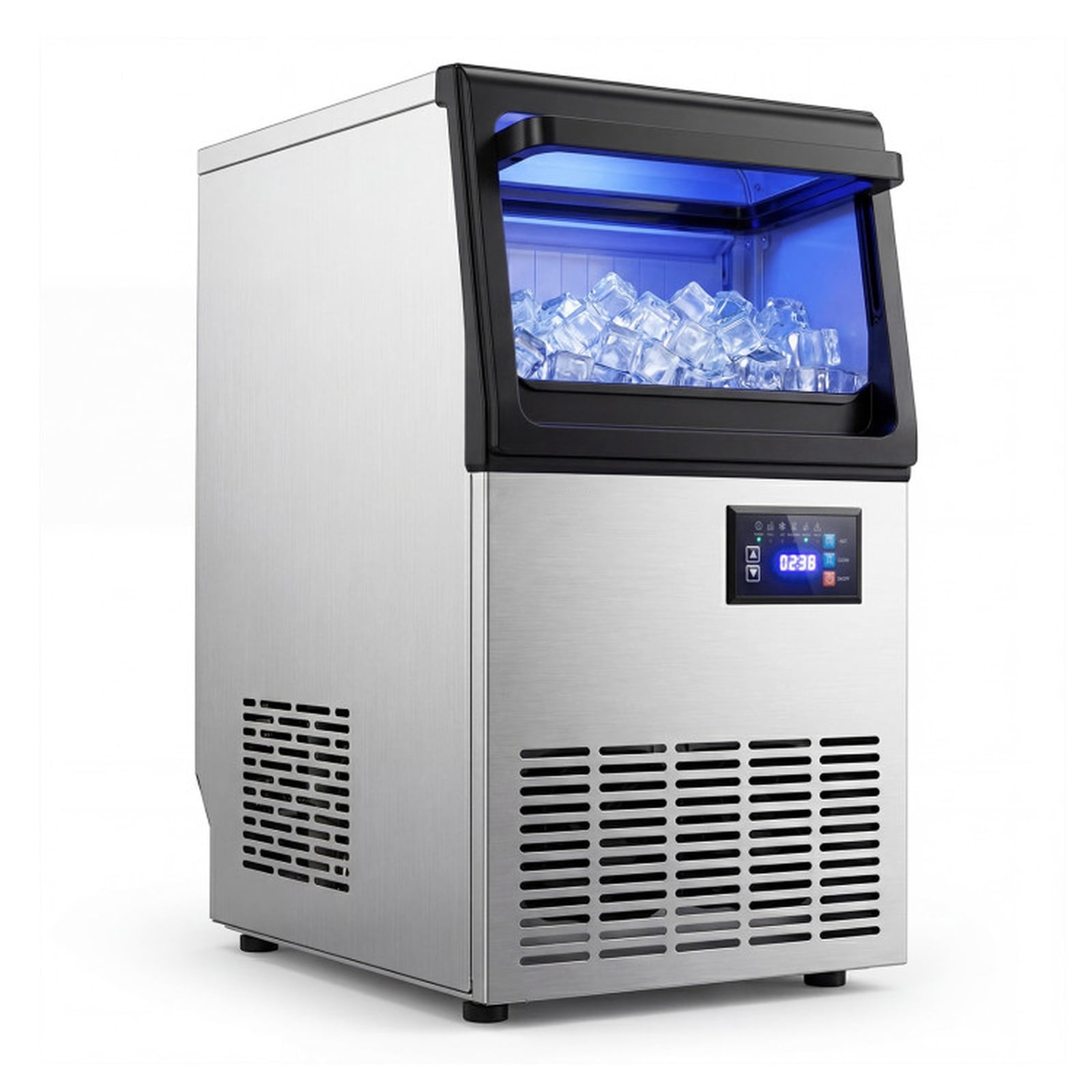 RUIE Stainless Steel Ice Maker Machine 80 lbs/24H with 30 lbs Storage, Countertop Spray Commercial Ice Machine for Home Bar Kitchen Restaurant