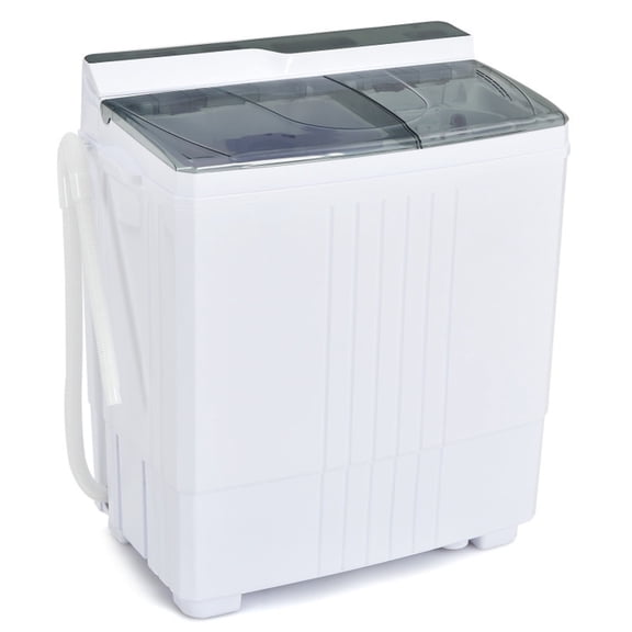 RUIE Twin Tub Portable Washing Machine with Timer Control & Drain Pump for Apartment, Compact Washer 14.4lbs Wash 6.6lbs Dry, Mini Washing Machine, Portable Washer, Gray