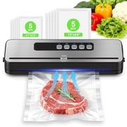 RUIE Vacuum Sealer Machine for Food with 20 Bags,60KPa Automatic Air Sealing Food Saver with Dry and Moist Food Modes,Led Indicator Lights, Easy to Clean, Compact Design