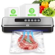RUIE Vacuum Sealer Machine for Food with 20 Bags,60KPa Automatic Air Sealing Food Saver with Dry and Moist Food Modes,Led Indicator Lights, Easy to Clean, Compact Design