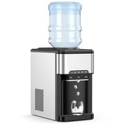 RUIE Water Cooler Dispenser,3-in-1 Water Dispenser with Built-In Ice Maker and 40 Lbs/Day Production,Hot and Cold Water,Child Lock,Water Cooler for Home Office Kitchen