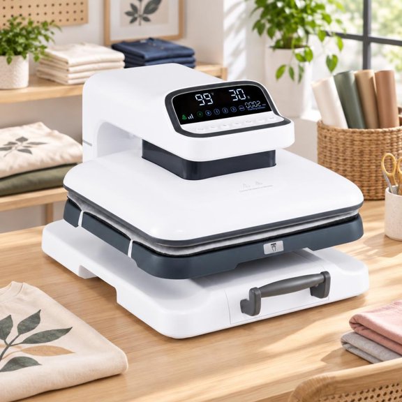 RUIE White Heat Press Machine with Auto Release for T Shirts, 23" x 15.5" x 15" Overall, ABS Cold-Rolled Sheet Aluminum Construction