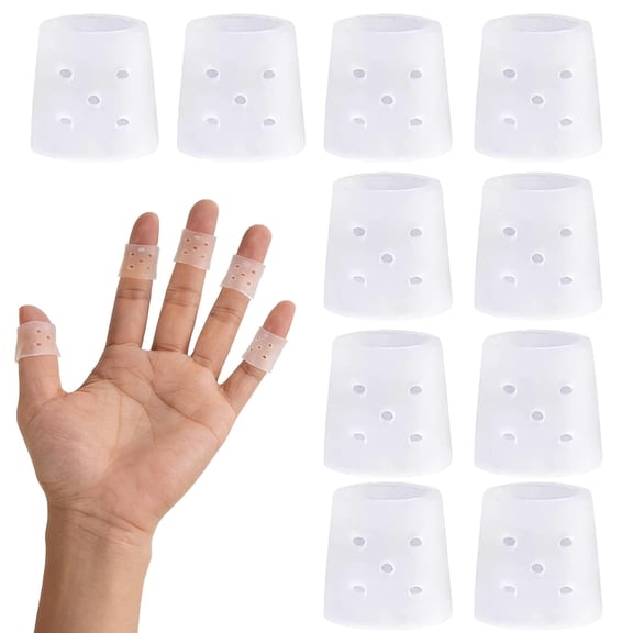 RUIFUU 10-Pack Silicone Finger Protectors, Reusable Finger Cots and Caps for Callus, Cuticle Protection and Skin Picking