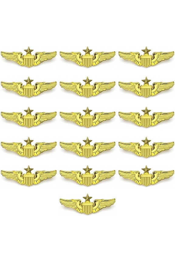 16Pcs Airplane Pin Pilot Wings Pin Aircraft Brooch Badge Metal Lapel Pin for Men Women Flight Jacket Hat Jacket Uniform Costume Accessories