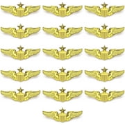 RUIFUU 16Pcs Gold Pilot Wings Pins, Aircraft Lapel Pins Bulk for Costume Uniform