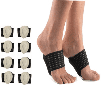 RUIFUU 4 Pairs Arch Support Sleeves, Adjustable Cushioned Foot Wraps for Plantar Fasciitis and Flat feet Relief, Breathable Arch Sock Braces, Beige.