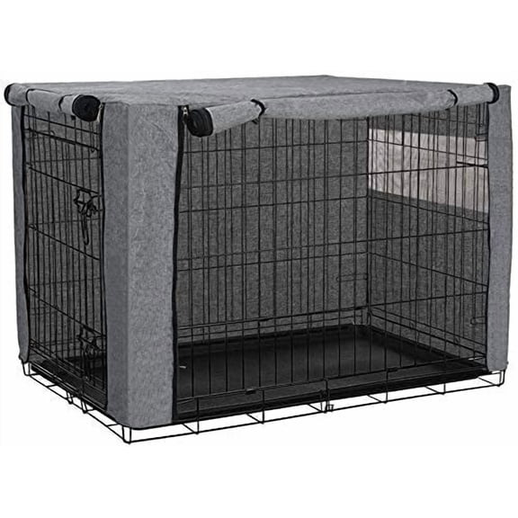 RUIFUU Dog Crate Cover for Wire Cages, Heavy Duty Windproof Pet Kennel Cover with Breathable Mesh Window and Roller Blinds (30 Inch L x 20 Inch W x 21 Inch H).