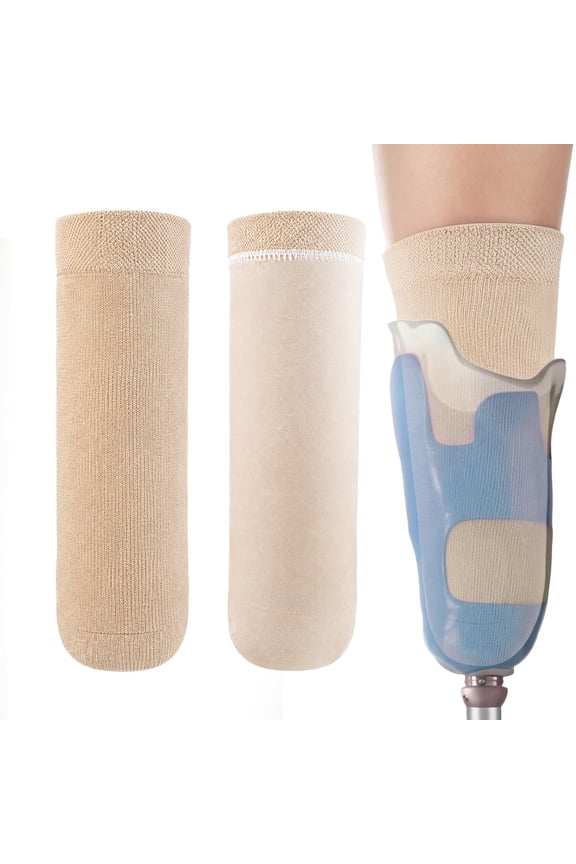 Prosthetic Stump Shrinkers Above Knee Prosthetic Gel Socks Skin Friendly and Cotton Soft Comfortable Amputee Socks Beige Leg Accessories