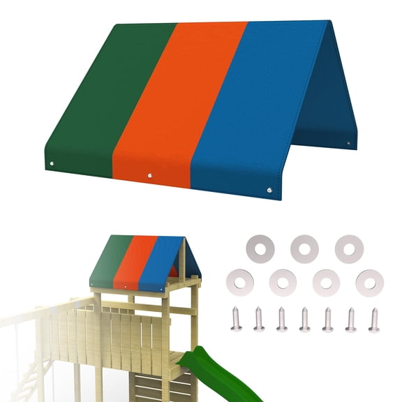 RUIFUU Swing Set Canopy Replacement 52 by 94 Inches for Outdoor Playground Waterproof Swingset Accessories Play Set Roof Canopy Backyard Colorful