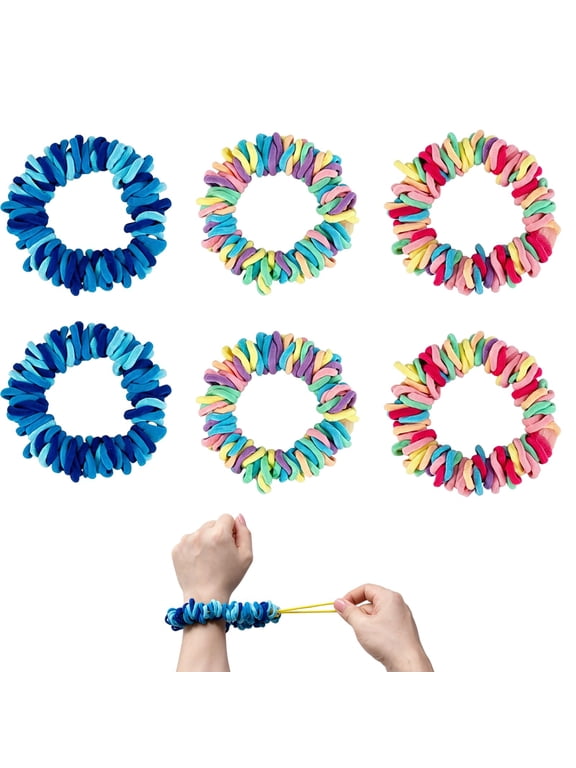 6 Pack Trichotillomania Fidget Bracelets, Adjustable Sensory Anxiety Relief Bands for Skin Picking and Dermatillomania, Soft Stretchy Fidget Cuff