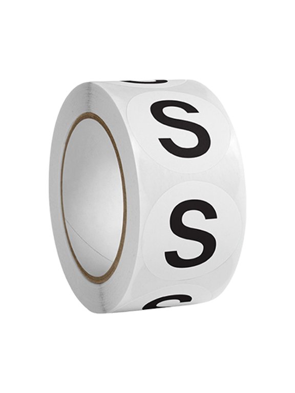 1 Roll/5000Pcs 1Inch Black Clothing Size Stickers Round Self-Adhesive Clothes Coded Labels for Retailing T-Shirts Trousers Skirt Shoes(XS S M L XL XXL XXXL)