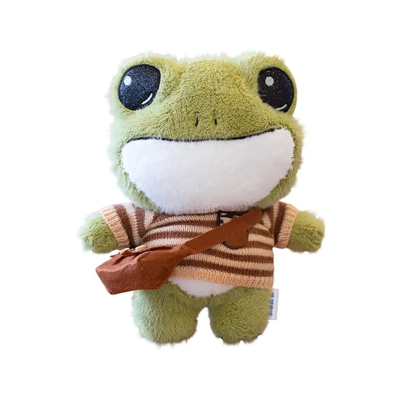 RUIG 10 Inch Green Frog Plush, Soft Frog Stuffed Animal Plush Toy, Kawaii Plush Doll, Cute Plushie with Cloths Toy Gift for Kids Children Birthday