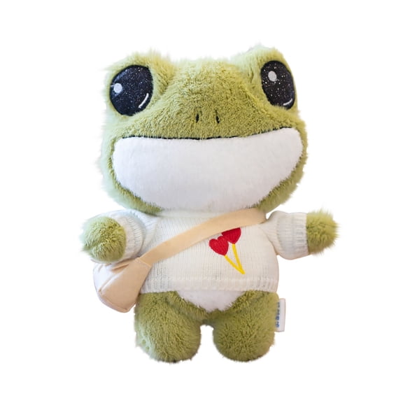RUIG 10 Inch Green Frog Plush, Soft Frog Stuffed Animal Plush Toy, Kawaii Plush Doll, Cute Plushie with Cloths Toy Gift for Kids Children Birthday