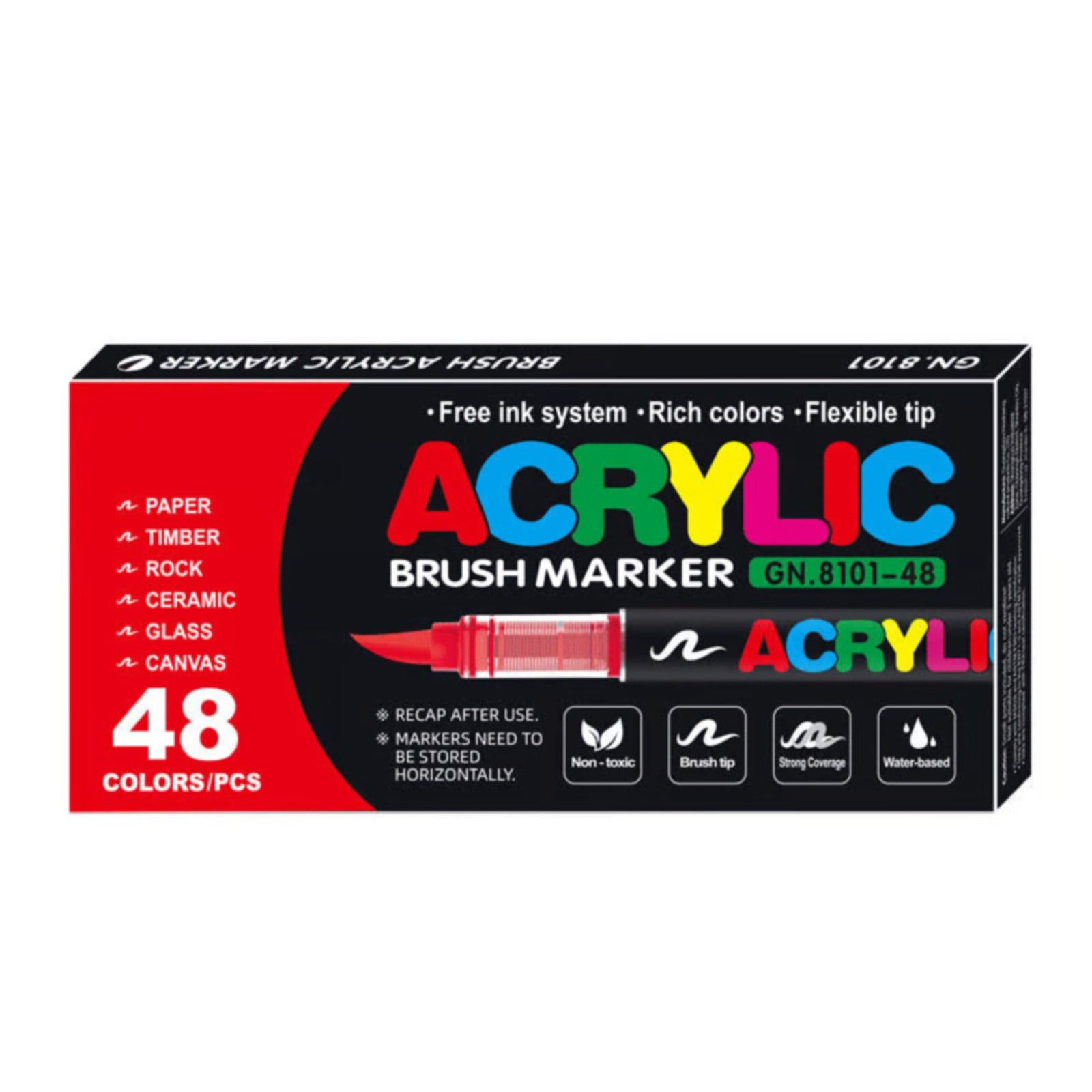 RUIG 12/24/36/48 Colors Acrylic Paint Pens,Soft Brush Tip Acrylic Paint Markers,Quick-Drying Waterproof Acrylic Markers for Canvas,Rock Painting,Wood,Ceramic,Fabric,Art Paint Supplies Kit