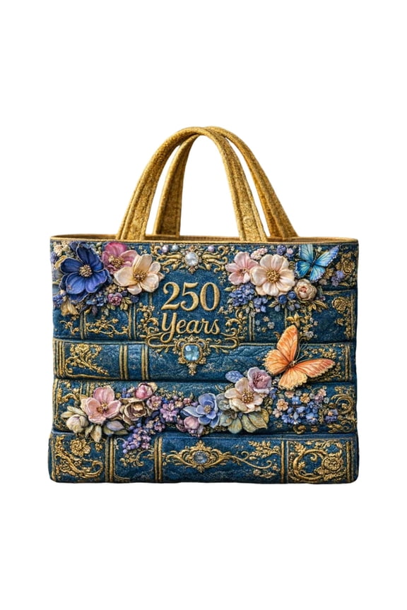 250 Years United State Reversible Quilted Tote Bag, Women Shoulder Purse with Inner Pocket, Quilted Cotton Handprinted Reversible Large Multicolor Tote Bag