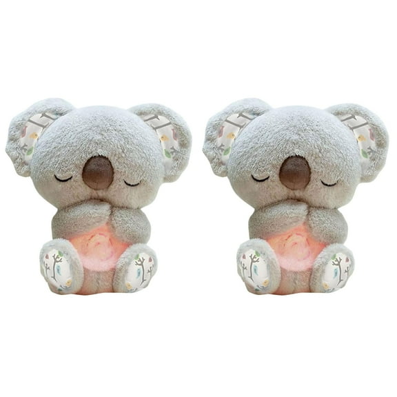 RUIG 2pcs Soothing Koala Bear, Anxiety Relief Koala Bear Breathing with Sensory Details Music Lights & Rhythmic Breathing Motion, Stuffed Animals, for New Borns 0+ Months