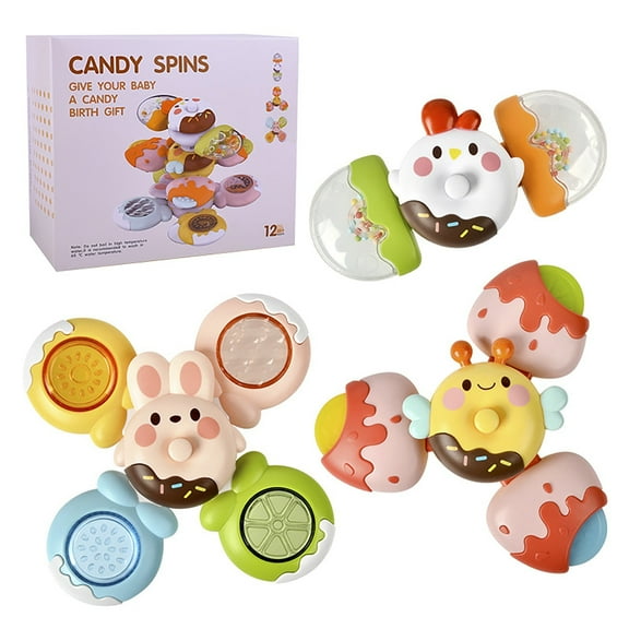 RUIG 3PCS Pop Suction Cup Spinner Toys for 1 Year Old Boy Girl|Novelty Spinning Tops Bath Toys Age 1-2|Sensory Baby Toys Stocking Stuffers for Toddlers 1-3|Boy Birthday Gift