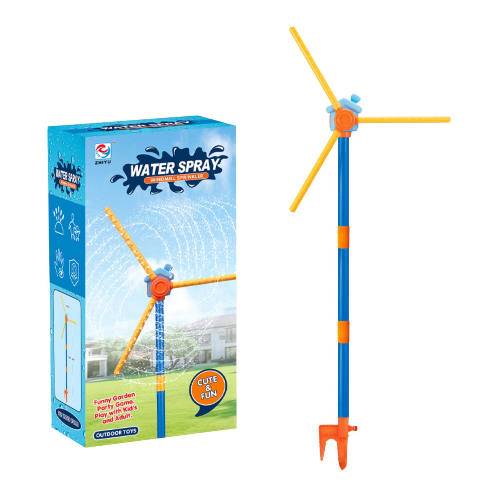 RUIG 59" Windmill Water Sprinkler for Kids Summer Toys, 360° Spinning Splash Water Toy, Outdoor Backyard Games Summer Fun for Boys Girls Dogs & Garden Watering