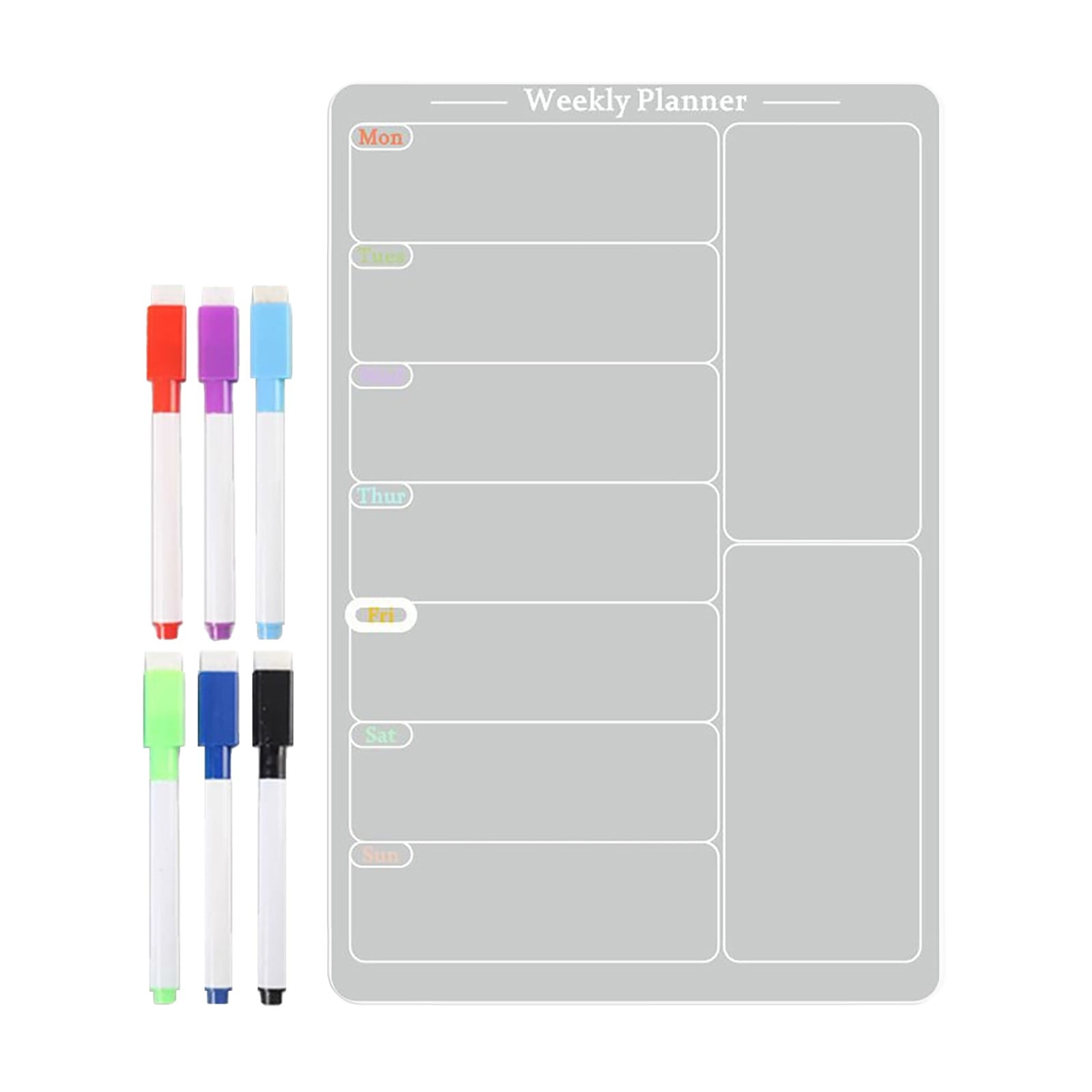 RUIG Acrylic Meal Planner Board for Kitchen Fridge - Weekly Calendar Planning Noteboard with Markers for Grocery List, Chore Chart & To-Do Organization