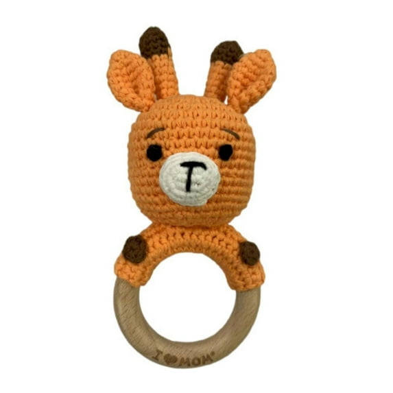 RUIG Baby Rattle Toys for Babies 0-6 Months,Crochet Baby Rattle,Crochet Baby Toys,Stuffed Baby Doll,Organic Wooden Newborn Toys,Knitted Stuffed Animals for Babies Boy Girl,First Gifts for Baby