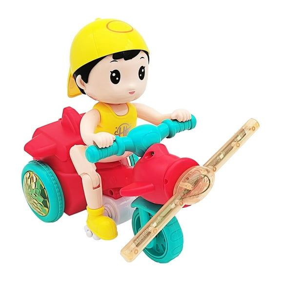 RUIG Baby Toddler Electric Tricycle Toy Cartoon Motorcycle Vehicle Stunt Performance, Music, Luminous Lights, Kids Birthday Gifts