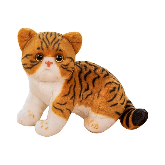 RUIG Cat Stuffed Animal Realistic Cat Plush Toy,Soft Plush Kitty Stuffed Animal for Kids Girlfriend,Realistic Yellow Tabby Cat Plush Toy,Cute Plush Cat Animals for Birthday Party(10.24in)
