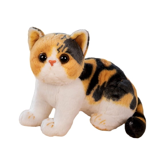 RUIG Cat Stuffed Animal Realistic Cat Plush Toy,Soft Plush Kitty Stuffed Animal for Kids Girlfriend,Realistic Yellow Tabby Cat Plush Toy,Cute Plush Cat Animals for Birthday Party(10.24in)