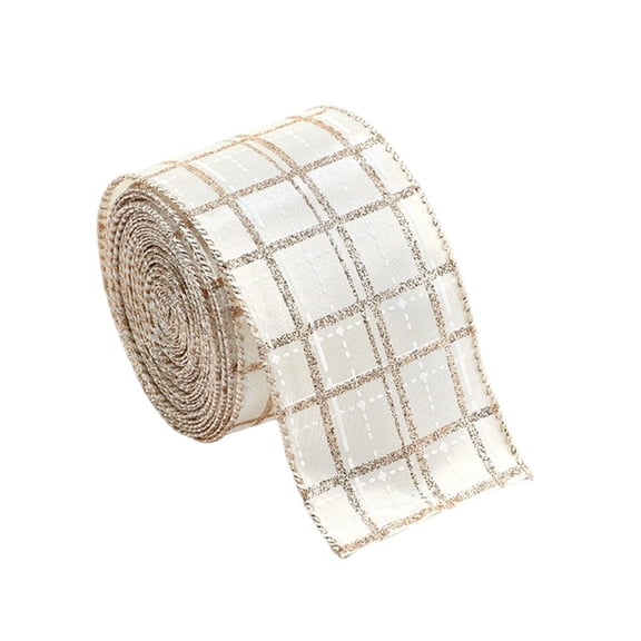 RUIG Christmas Ribbon Wired 2.5 Inch, Christmas Ribbon | Champagne Christmas Tree Ribbon for Crafts,Gold Ribbon Wired for Tree Bow Wreath Holiday Ribbon Xmas Decorations