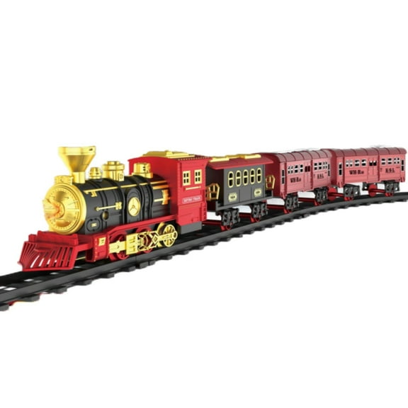 RUIG Christmas Train Toy Set - Light & Sound Steam Locomotive with Tracks - Electric Model Railway for Boys & Girls Ages, Christmas Train Set for Under The Tree,Gifts for 3 4 5 6 7 8 Year Old